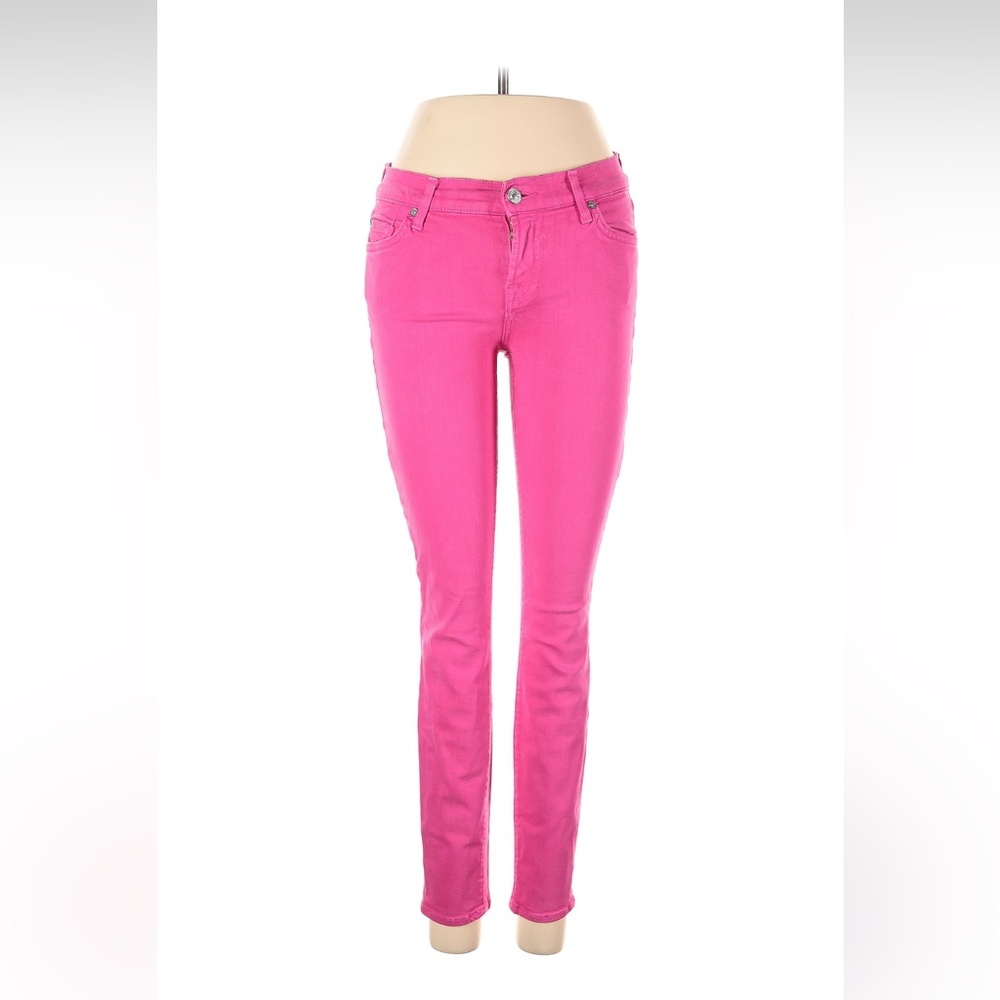 7 For All Mankind Fuchsia High Rise Skinny Jeans Sz 26